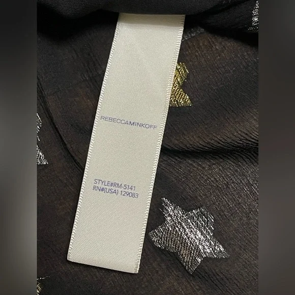 Rebecca Minkoff Derora Star Patterned Silk Metallic Relaxed Blouse Size Small - Picture 8 of 9